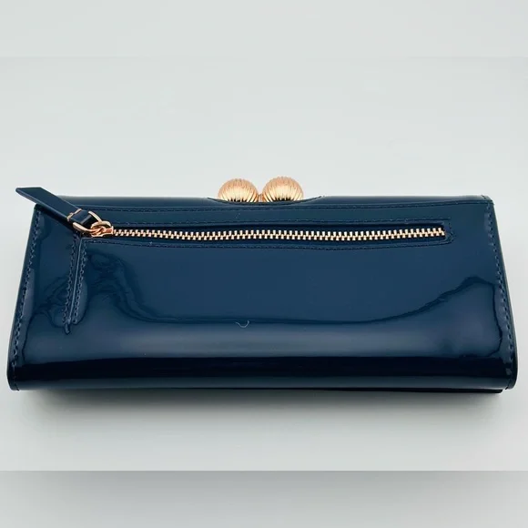 Ted Baker Navy Patent Leather Clutch Wallet - Picture 4 of 16